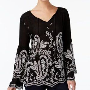Women's Embroidered Peasant Top Large